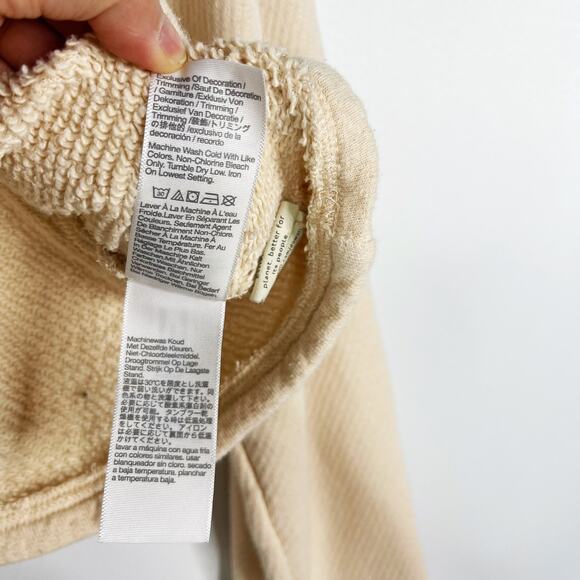 Madewell Medium MWL Airyterry Colorblock Crop Sweatshirt Cream Pink Crew Neck - Picture 11 of 14